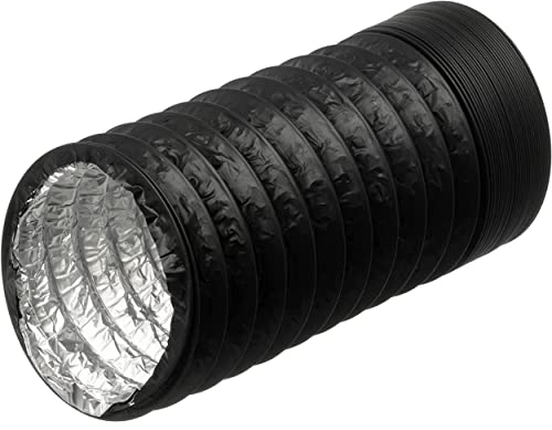Ø 125mm / 1m PVC Aluminium Flexible Ducting - Black Ventilation Duct Hose for Tumble Dryer, Cooker Hood, Extractor Fan, Air Conditioner