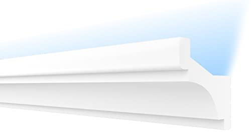 HEXIMO LED moulures classiques, XPS Styropor éclairage indirect mur & plafond moulures pour revêtement mur-plafond (1,7 mètres HLED 3)