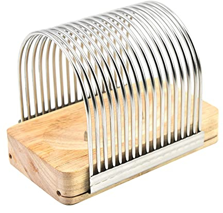 Uposao - Rebanadora de pan de acero inoxidable manual, cortador de pan compacto, incluso espesor, tabla de cortar pan manual para pan hecho en casa, pasteles, bagels