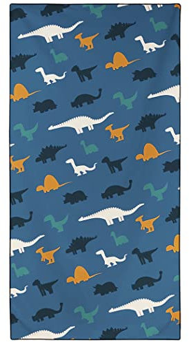 Violetpos Schnell Trocknende und Leichte Strand Handtücher Strandtuch groß 90x180 cm Schnelltrocknendes Mikrofaser Bedrucktes mit Süßer Cartoon Dinosaurier Blau Junge