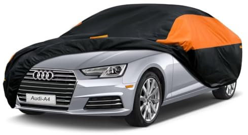 GUNHYI Car Cover Waterproof Breathable Large, Outdoor Car Cover Rain Dust Sun UV Protection Universal fit Audi A4/A5, Tesla Model 3, BMW 3 Series, Mercedes C Class etc. Fit Saloon (470 To 490cm)
