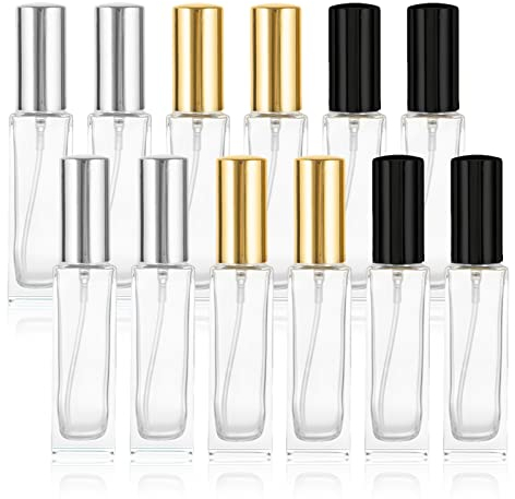 Chingde Atomizador Perfume Recargable 10ml, con Atomizador, Adecuado para Viajes, Vacaciones, Viajes Cortos (12 Piezas)