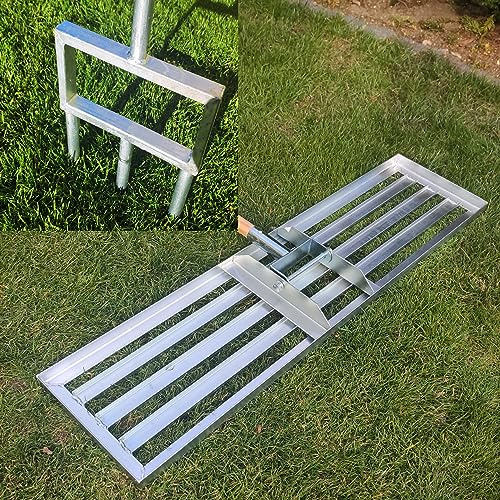 SattesGrün® Rasenpflege Set bestehend aus Aerifizierer und 100x26 cm XXL Rasenrakel | Rasenbelüfter, Flächenebner, Aerifiziergabel, Vertikutierer & Rasen Sanden Werkzeug