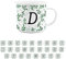 Foliage Letter D Mug -White Initial Personalised Alphabet Novelty Durable Hot Drinks Outdoor Cup for Travel Picnics Home Hiking