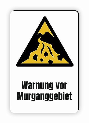 Warnzeichen (W076) Warnung vor Murganggebiet - Eckiges Warnschild mit Text - Warnschild mit Text - nach DIN EN ISO 7010