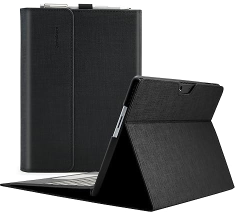 Qymaksom Hülle für Microsoft Surface Pro 11 / Pro 10 / Pro 9 13 Zoll (2022),Leder Schutzhülle Surface Pro 9 Tasche mit Multi-Winkel, kompatibles Tastatur-Cover mit Stifthalter Schwarz