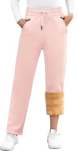Svanco Damen Warme Jogginghose Thermo Fleece Gefütterte Winter Hosen Lamm Plüsch Kordelzug Sweathose mit Taschen Fleecehose Lang Freizeithosen