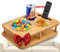 Couchbar Snackbar YOLO 1.0 - PERSONALISIERBAR - Couch Bar mit 2 Snackschalen - Sofatablett für Snacks & Getränke - Snackbar mit Getränkehalter (Eiche mit Gravur)