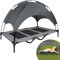 YRHome Erhöhtes Hundebett mit Dach Sonnenschutz Haustierbett mit Baldachin Hundeliege Outdoor Hundesofa mit Rutschfesten Fußpolster, Wasserdicht Dach & Atmungsaktivem Netzgewebe, XL 122x92x102cm