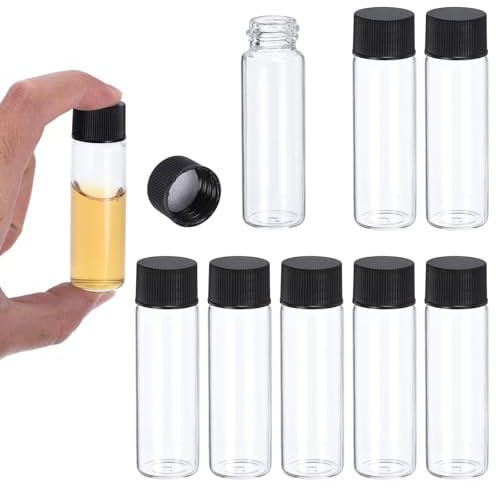 PATIKIL 15ml Clear Glass Vials, 8 Pack Sample Vials with Screw Cap Reagent Media Bottle Leak-Proof Liquid Sample Glass Vial for Lab Laboratory