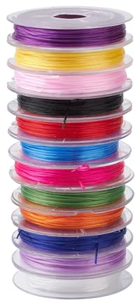UR URLIFEHALL 12 rotoli 12 colori Filo elastico piatto in spandex per perle in cristallo da 1 mm per la fabbricazione di gioielli e artigianato 10 m/rotolo