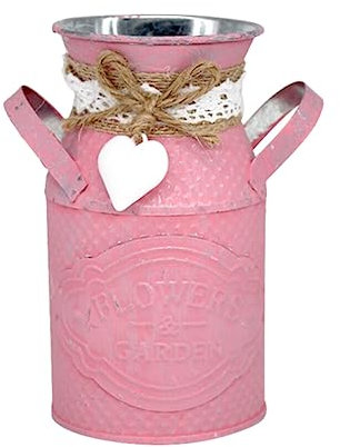 HOLIDYOYO Verzinkte Milchkanne Antike Retro-Vase Metall-Pflanzgefäß Rustikaler Vintage-Primitiv-Blumenhalter Bauernhaus-Landhaus-Pflanze Für Heim- Und Bürodekoration Rosa