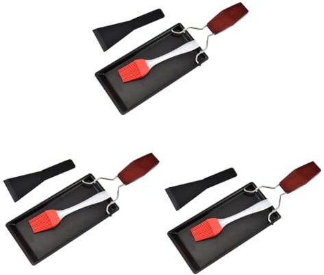 OSALADI 3sätze Bbq Steakpfanne Holzgriff Hochwertige Robuste Und Antihaftbeschichtete Grillpfanne Für Außenbereich Für Picknicks Und Grillfeste Schwarz