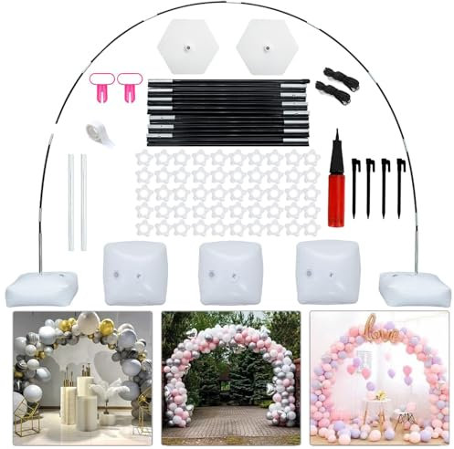 MUAEEOK Reusable Balloon Arch Kit, 10Ft/3M Wide Adjustable Balloon Arch Stand Set with Water Fillable Base and Durable Fibre Poles For Wedding Birthday Party Supplies Halloween Decoration