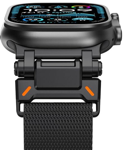 NewWays Cinturino in maglia milanese, compatibile con Apple Watch 49 mm, 46 mm, 45 mm, 44 mm, 42 mm (serie 3 2 1), magnetico, in acciaio inox, per iWatch Ultra 2/Ultra Series 10, 9, 8, 7, 6, SE 5, 4,