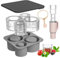 Color Land Stanley Cup Large Reusable Ice Cube Mold - Silicone Ice Tray with Lid for Freezer, Compatible with Stanley IceFlow - Freezer Safe Stanley Ice Mold for Cocktails, Coffee & Beverages (Grey)