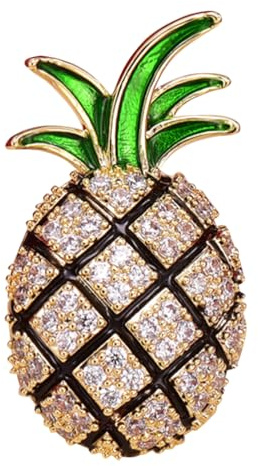 VALICLUD Ananasbrosche Mit Zirkon Strass Verziert 2.50X1.40 Zoll Elegante Legierungsbrosche Für Damen Herren Formalwear Und Alltag