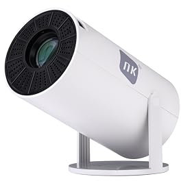 NK Mini proiettore portatile - Risoluzione Full HD 1080P (Supporta 4K), Android, WiFi, Bluetooth, Mirror Link, Vetro 2.69 LCD, Altoparlante incorporato, HDMI e USB, rotazione 180°, (10'8 x 10'3 cm)