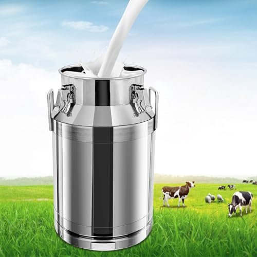 DSYOGX Edelstahl Milchkanne mit 40 Liter Volumen Milchkännchen Milch Transportkanne Silber Milchschaumkännchen, mit Auslaufsicherer Deckel und Silikondichtungen für Wasser, Milch, Wein, Öl