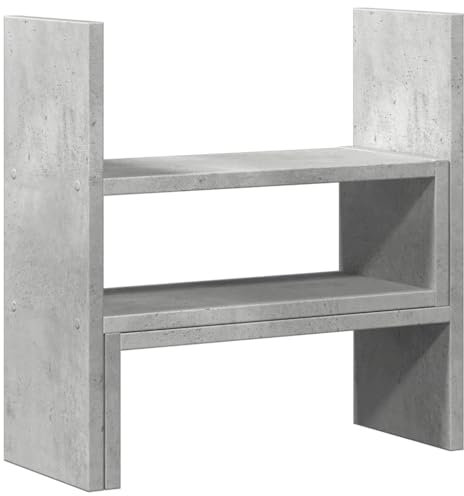 vidaXL Schreibtisch Organizer, Bücherregal Verstellbar Pflegeleicht, Schreibtischregal für Büro Wohnzimmer Küche, Tischregal, Betongrau Holzwerkstoff