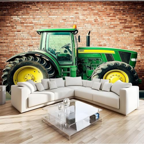 Générique Photo Papier Peint Murale La Photographie Mur De Briques Tracteur 400 x 280 cm Papier Peint Non Tissé pour Enfants et Adultes Image Panoramique Déco Maison Chambre Photo Murale