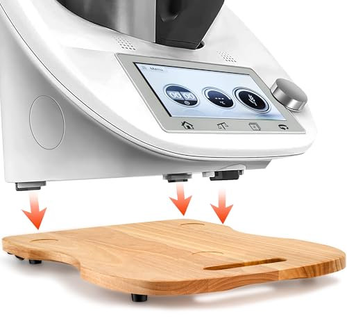 Gleitbrett für Thermomix TM6 TM5, Thermomix Rollbrett TM6 mit 360°Doppelball Rollen und Handgriff, Thermomix Brett müheloses Verschieben Rollbrett aus edlem Eichenholz,Holzfarbe
