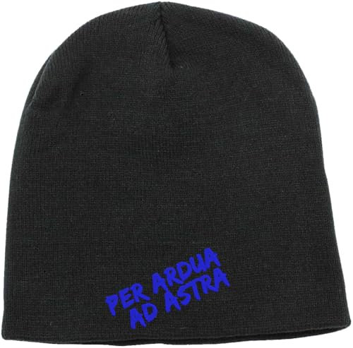 Per Ardua Ad Astra Latin Slogan bestickte No Fold Beanie Mütze Wintermütze Schwarz, Schwarz , Einheitsgröße