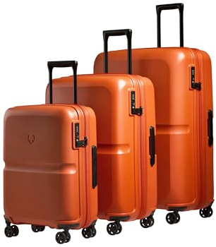 ANTLER - Single Stripe Hard Shell Suitcase Set - Cabin, Medium & Large, Durable & Lightweight, 4 Spinner Wheels - Adjustable Handle, TSA Lock, Ember