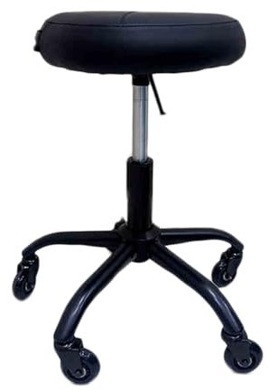 XTGDIEM Sattelhockerstuhl, 360° Drehbarer Rollstuhl 5 Rollen Salonbüro Höhenverstellbar for Salon, Massage, Fabrik, Geschäft(45-56CM)