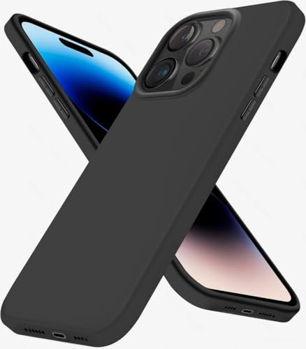 Eiselen Hülle für iPhone 14 Pro Max, Schwarz Ultra Dünn Soft Silikon TPU Schutzhülle, Kratzfest, rutschfest & Stoßsicher Handyhülle