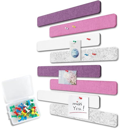 Uoisaiko Filz Pinnwand Selbstklebend mit 40 Pinnnadeln, 8 Stück Pinnwand Bar Streifen Filzboard Memotafeln Fotos Filzplatte Memo Boards Bulletin Board Wanddekoration für Büro Küche