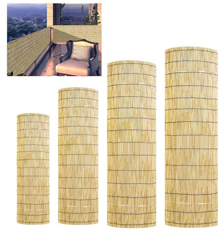 KireiBamboo 30-180cm Hoch Schilfmatten Sichtschutz Natürlich Dekorative Zäune Handgewebt Bambuszaun Sichtschutz Sonnenschutz Außenbereich Galerie Restaurant Hotel Terrasse(Natural)