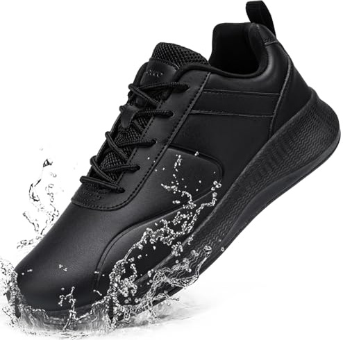 Taquco Zapatos de trabajo antideslizantes para mujer, ligeros, impermeables, para cocina, chef, restaurante, caminar, enfermería, antideslizantes, color negro, Negro, 40 EU