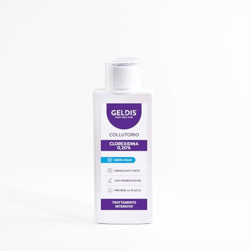 GELDIS Collutorio Clorexidina 200 ml – Collutorio Igienizzante Quotidiano Anti-Ingiallimento, Per Gengive Sensibili e Ortodonzia (200 ml, MENTA DOLCE, Clorexidina 0,20%)