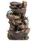 Serenity Cascading Tree Trunk Water Feature with LED Lights and Two Kingfishers – Garden Fountain, Rustic Outdoor Ornament, Mains Powered with Pump, 63cm Decorative Polyresin Fountain