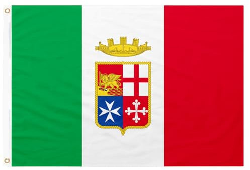GUSTO Bandiera Marina Militare Italia 90 x 150 cm con 2 Occhielli in Metallo Tessuto Resistente allo Sbandieramento Tricolore Azzurri per Barca Mare (Marina Militare - 90 x 150)