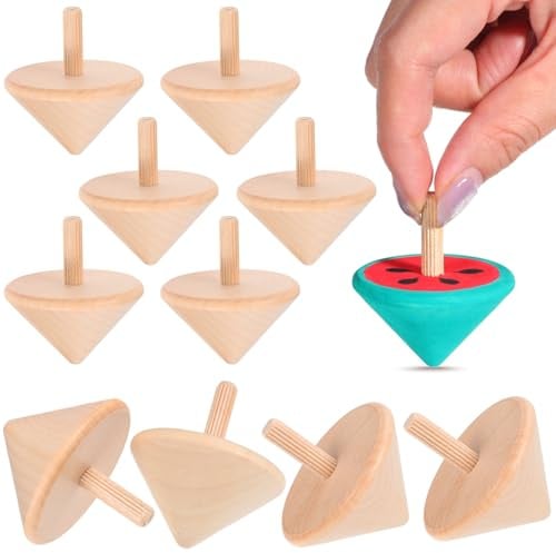 SHINEOFI Kreisel 12 Stück Holzkreisel-Spielzeug Für Kinder DIY Unfertiges Gyroskop Aus Holz Rotierendes Spielzeug Für Partygeschenke Spiele Klassenzimmer-Belohnungen Lernspielzeug