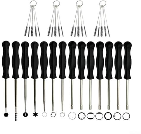 Juego de herramientas de ajuste de carburador de 18 piezas para motores de 2 tiempos, herramienta de ajuste de carburador de metal con cabeza de tornillo y cepillos de limpieza