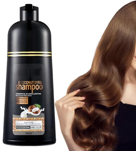 Sofortiges schwarzes Haar Farbstoff Shampoo, Pflanze natürliche Zutaten Kokosnussöl Bio -Haarfarbe Kräuterhälfte Shampoo schützt Haarschäden, schnelle Färbung langlebiger Farb Shampoo Unisex 500 ml