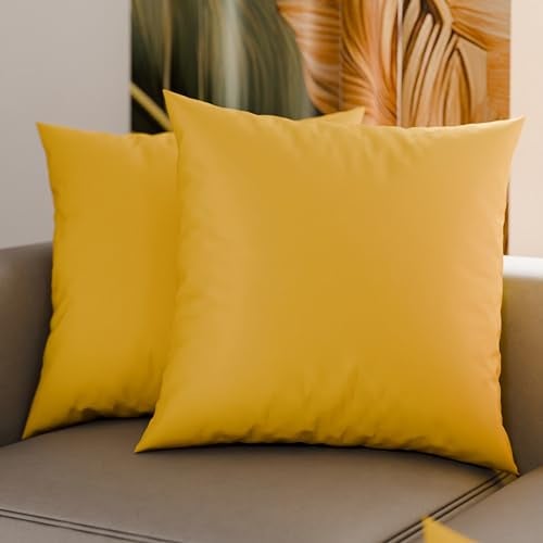 PETTI Artigiani Italiani - 2er-Set Kissenbezüge 30x30 cm aus Mikrofaser, Dekokissen-Bezüge für Schlafzimmer und Sofa, Set mit 2 Kissenhüllen, Einfarbiger Kissenbezug Gelb, 100% Made in Italy