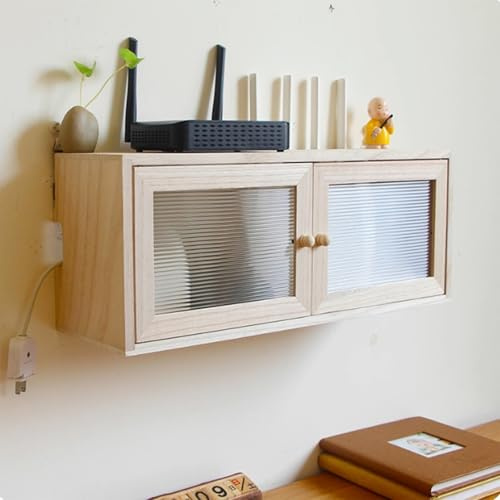 NKSTRWR Router-Regal Aus Holz Zur Wandmontage, WLAN-Aufbewahrungsbox Zur Wandmontage, WLAN-Box-Versteck Für Büro Und Zuhause(Brown,L36cm/14in)