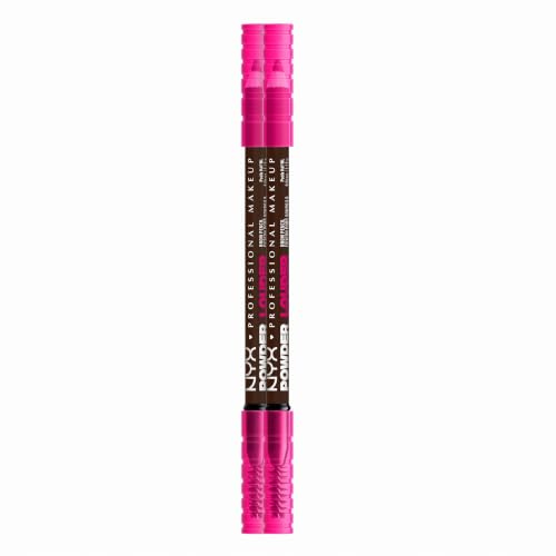 NYX Professional Makeup Augenbrauenstift, Powder Louder Brow Pencil, Mit voluminisierendem Mikrofiber für voller aussehende Augenbrauen, Vegane Formel, Farbton: Deep Brown (Packung mit 2)