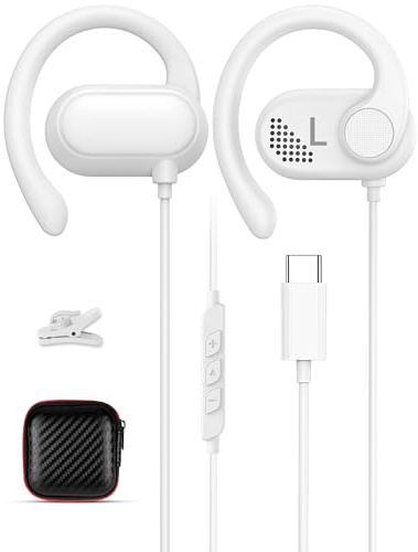 iMangoo USB C Kopfhörer Open Ear für iPhone 18 Pro Max 16e Pixel 10a 9a 8a | Typ C Ohrhörer und Mikrofon mit Over Ear Haken Headset mit Kabel USB C Anschluss für Samsung S26 Ultra A17 A16 A57 A37 A56