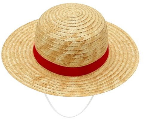 Lezevn 35CM Yellow Straw Hat Anime Costume Caps Cartoon Cosplay Anime Hats Captain Inspired Sun Cap for Halloween Party Pirate Costume