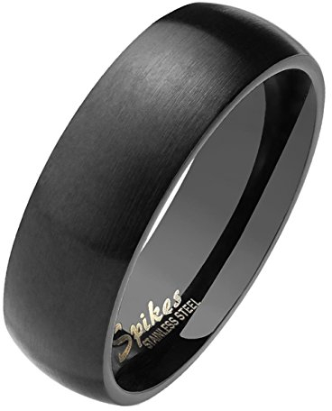 Paula & Fritz® matt poliert 6mm breit Edelstahlring Damen-Ring Verlobungs-Ring Freundschaftsring Herrenring Partnerring Dome schwarz 60 (19)