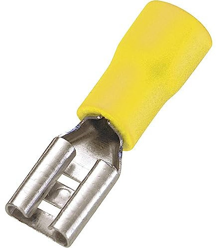 TRU COMPONENTS 1572133 Presa Piatta Larghezza Spina: 6,4 mm Spessore Spina: 0,8 mm 180 ° Parzialmente Isoato Giallo 50