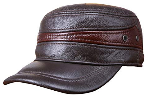 Icegrey Uomo Cappellino da Baseball in Pelle con Paraorecchie Sportivo Berretto con Visiera Invernale Cappello da Caccia di Berretti Marrone Scuro XL