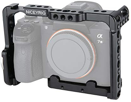 NICEYRIG A7 III/A7R III/A7R II/A7S II/A7 II Caméra Cage avec HDMI Cable Clamp Arri Style Rosette pour Sony A7iiiA7ii/A7rii/A7sii/A7riii/Camera