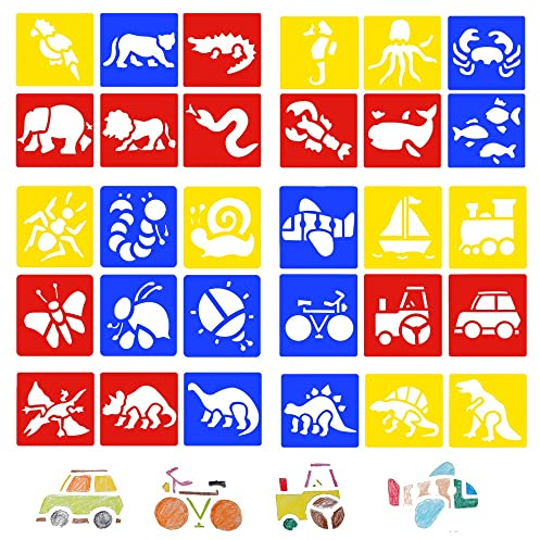 BUZIFU 30 Pcs Schablonen zum Malen, Zeichenschablonen-Set Tiermalerei Schablone aus Kunststoff Wiederverwendbar Malschablonen Tiere Schablonen Zum Malen für Scrapbooking Fotoalbum, DIY Geschenkkarten