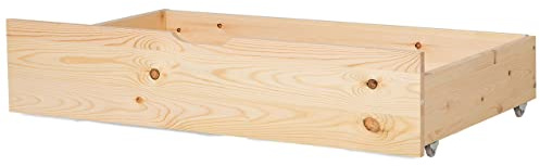 Beliani Bettschublade auf Rollen 2er Set Kiefernholz Hellbraun 97 x 58 cm Rumilly